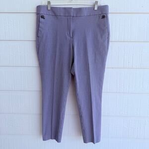 LOFT Marisa Blue Micro Check Straight Leg Career Pants Size 12
